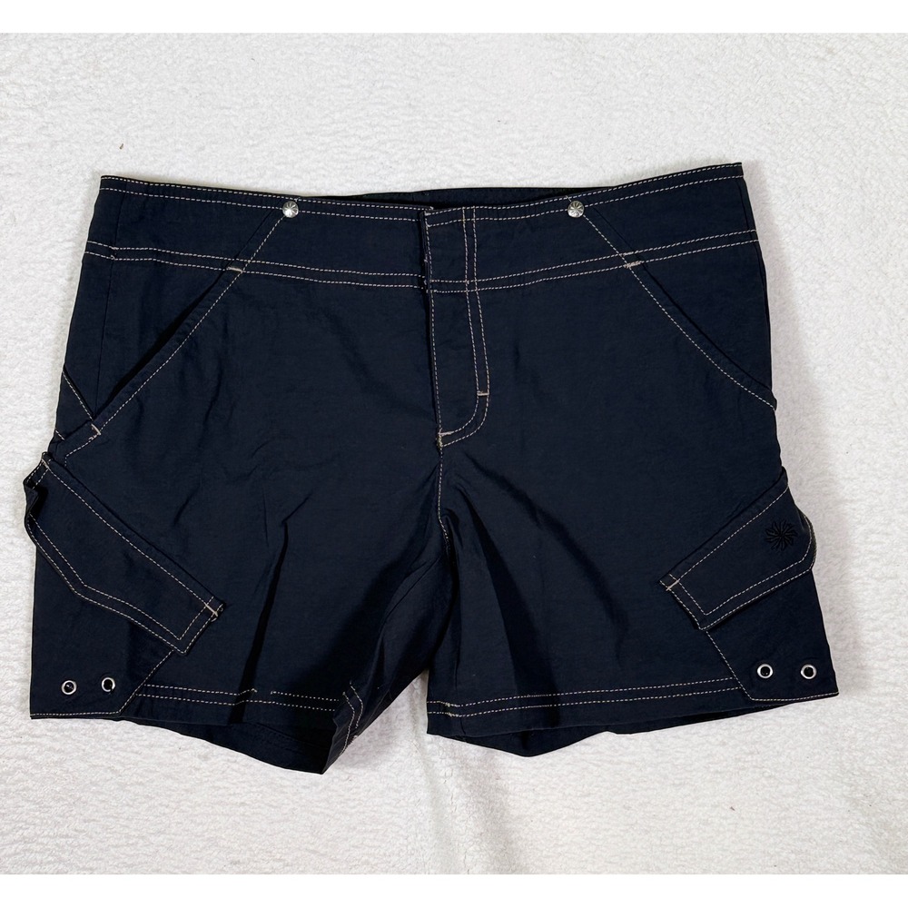 Athleta Black Cargo Hiking Shorts Contrast Stitch Low Rise 4" Inseam Womens Sz 2
